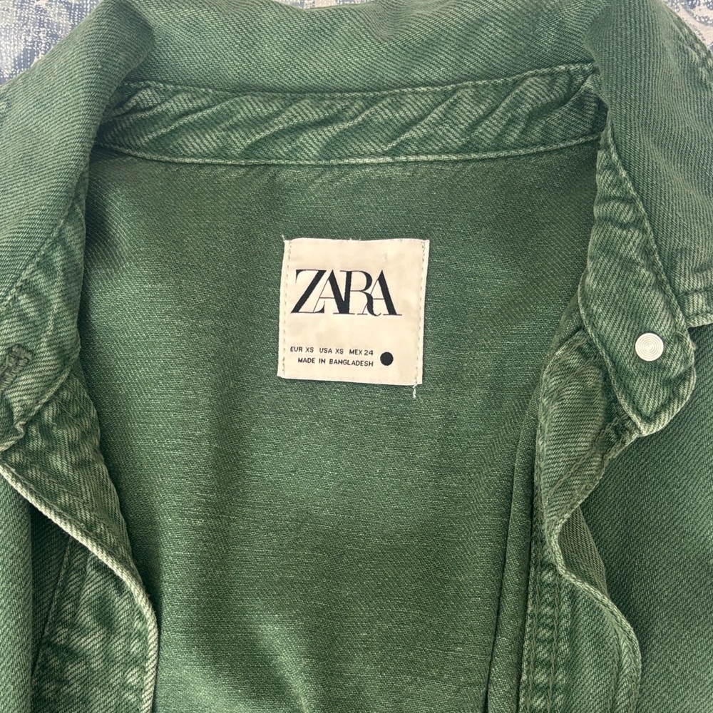 Zara Women's Green Shirt Jacket - Picture 2 of 2
